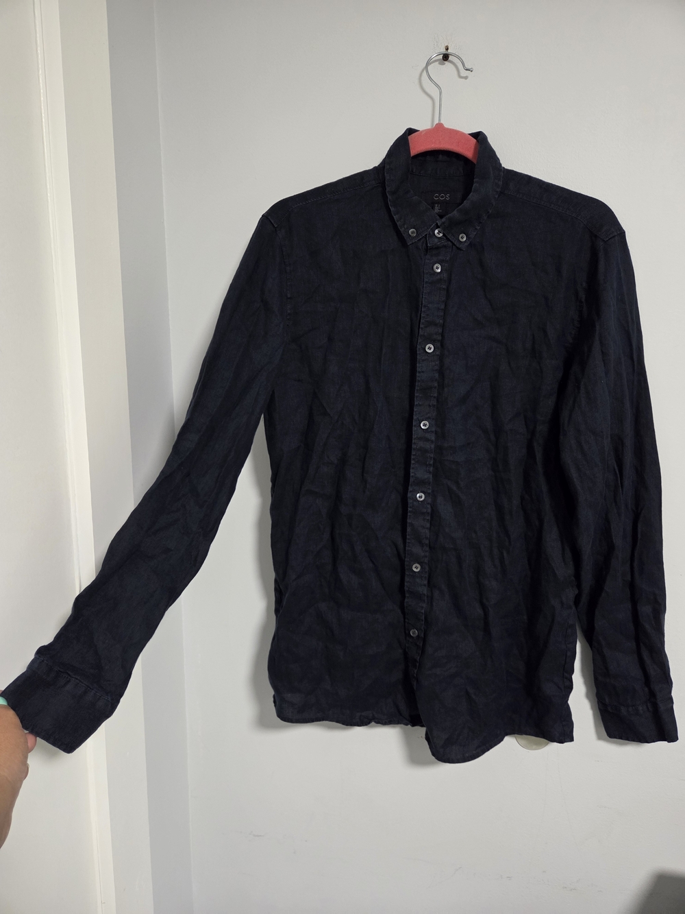 COS Men's Long-Sleeve Button-Down Shirt — Black